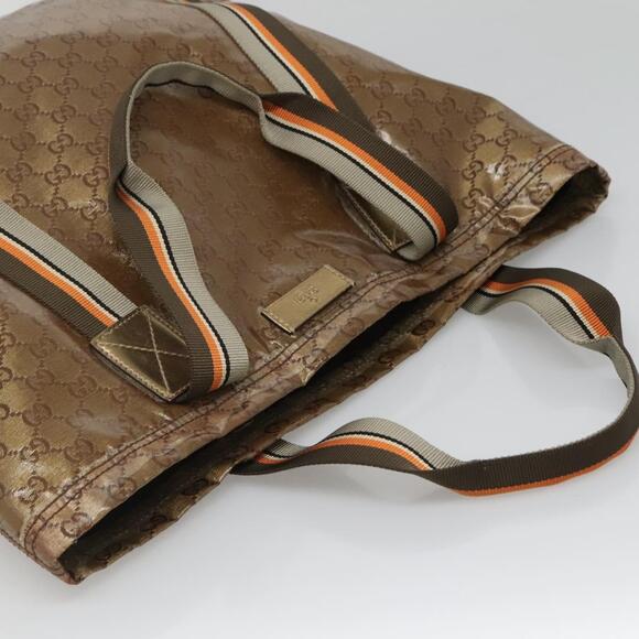GUCCI GG Crystal Sherry Line Tote Bag Coated Canvas Brown - Picture 6 of 16
